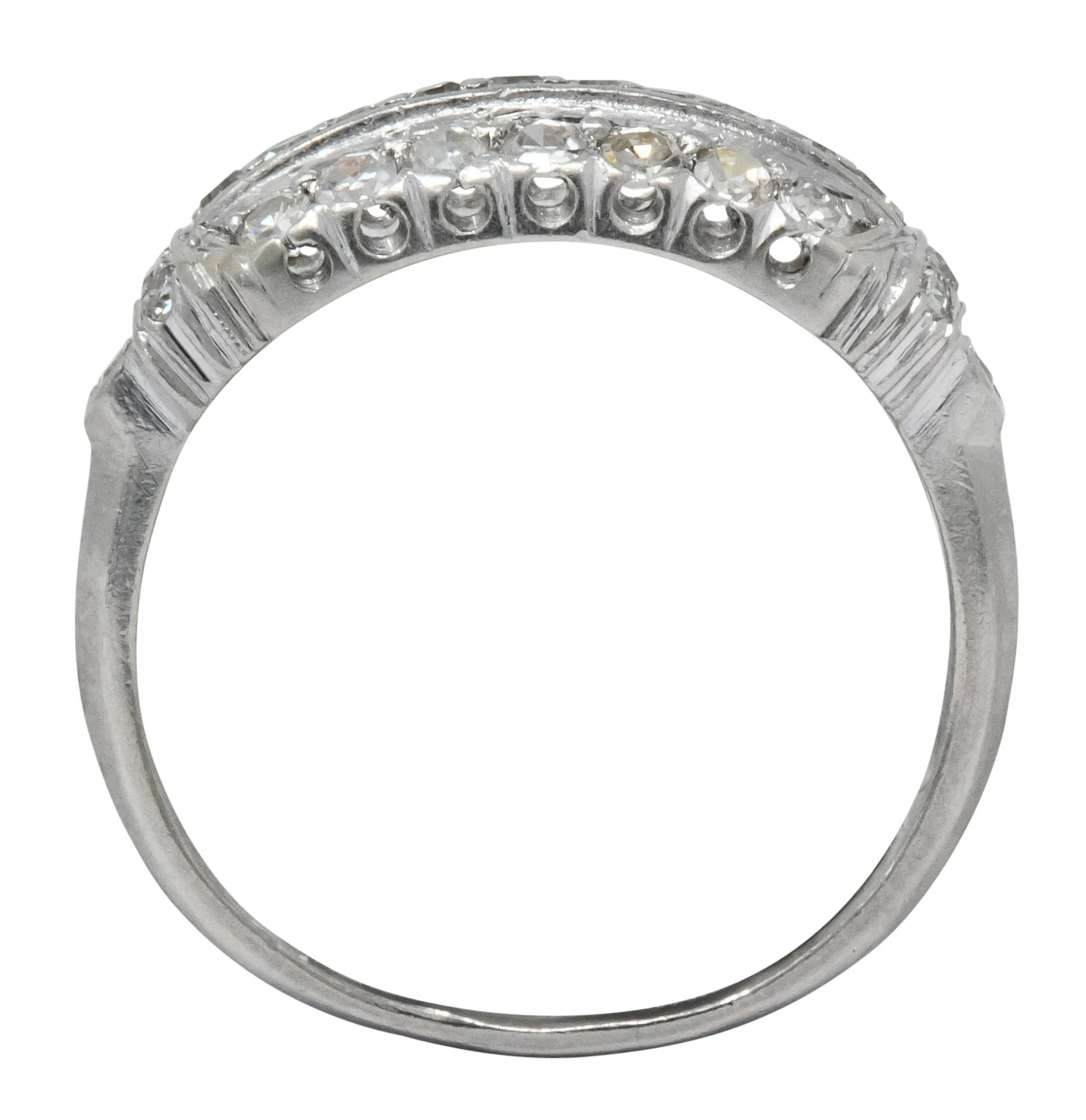 Art Deco 0.80 CTW Diamond Platinum Stackable Ring