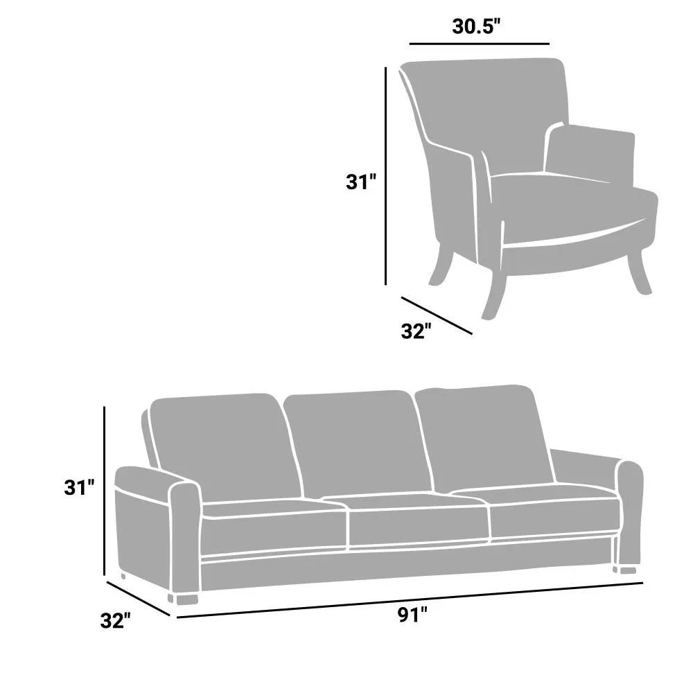 Loft Tufted Upholstered Faux Leather Sofa and Loveseat Set