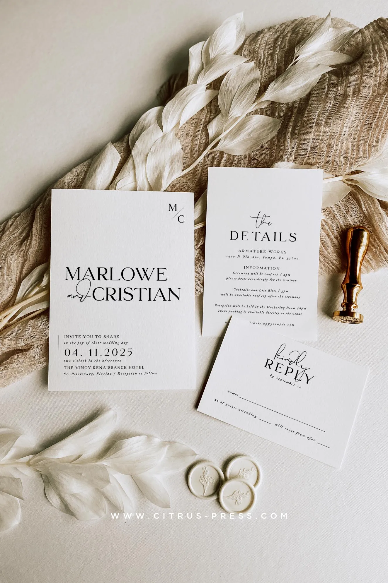 Modern Minimal Wedding Invitation | Marlowe
